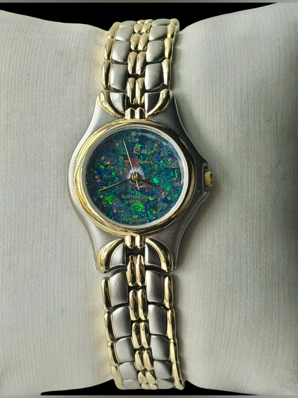Vintage Pierre Cardin Australian Opal Mosaic Two-Tone Watch — Swiss Movement